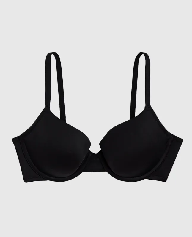 Smooth Lightly Lined Demi Bra in Tuxedo Black sold by La SENZA