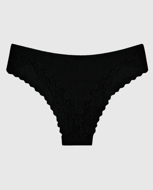 Cheeky Panty With Lace Trim in Tuxedo Black sold by La SENZA