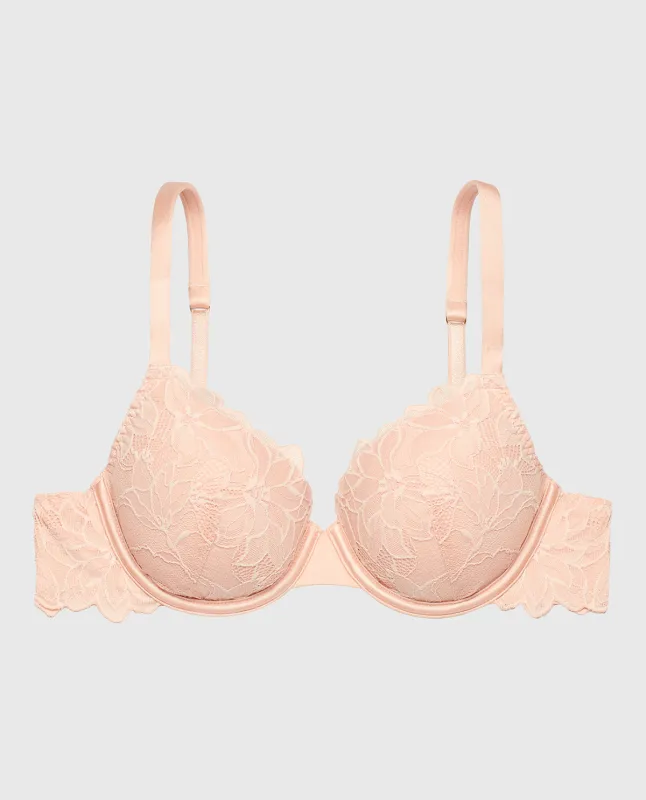Lightly lined Full Coverage All Over Reverie Lace Bra in Cameo Rose sold by La SENZA