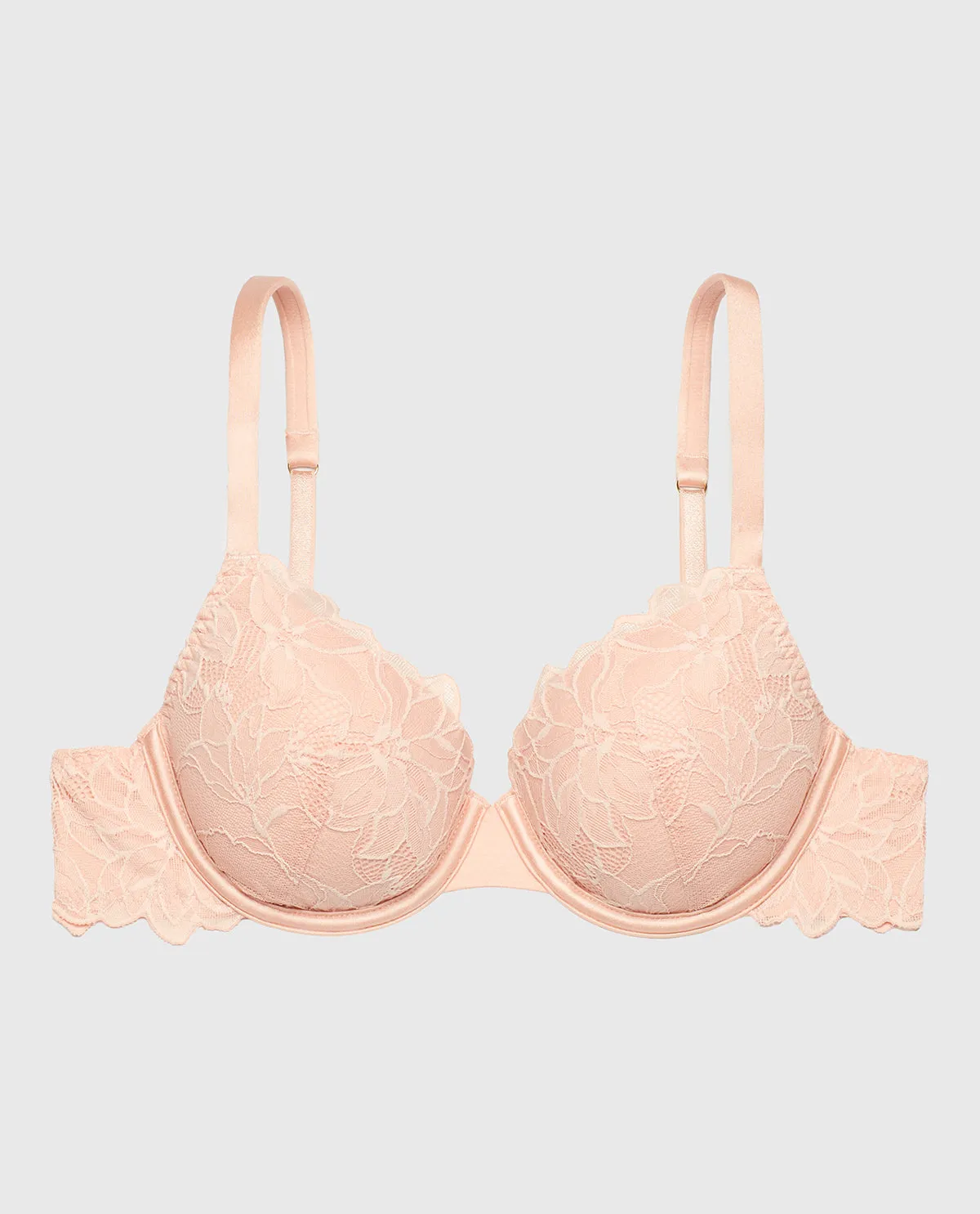 Lightly lined Full Coverage All Over Reverie Lace Bra in Cameo Rose sold by La SENZA