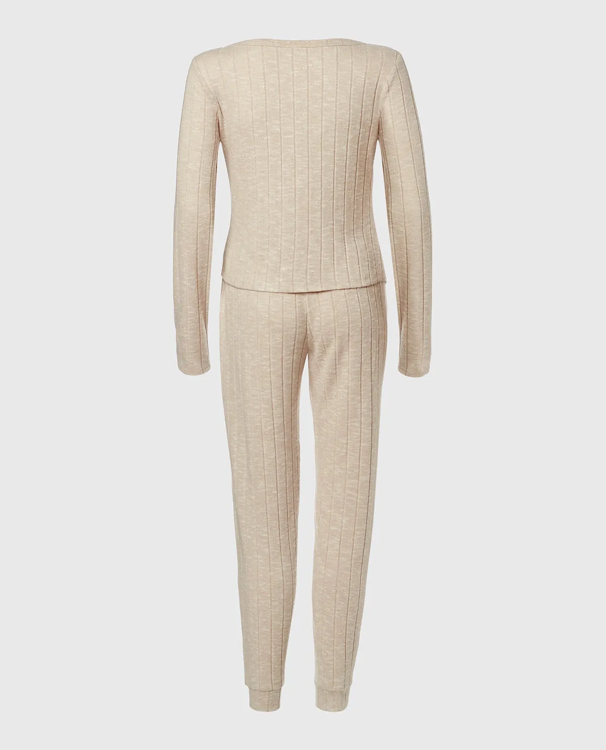 PJ Set with LS Logo Patch in Cozy Light Oatmeal sold by La SENZA product image thumbnail 2
