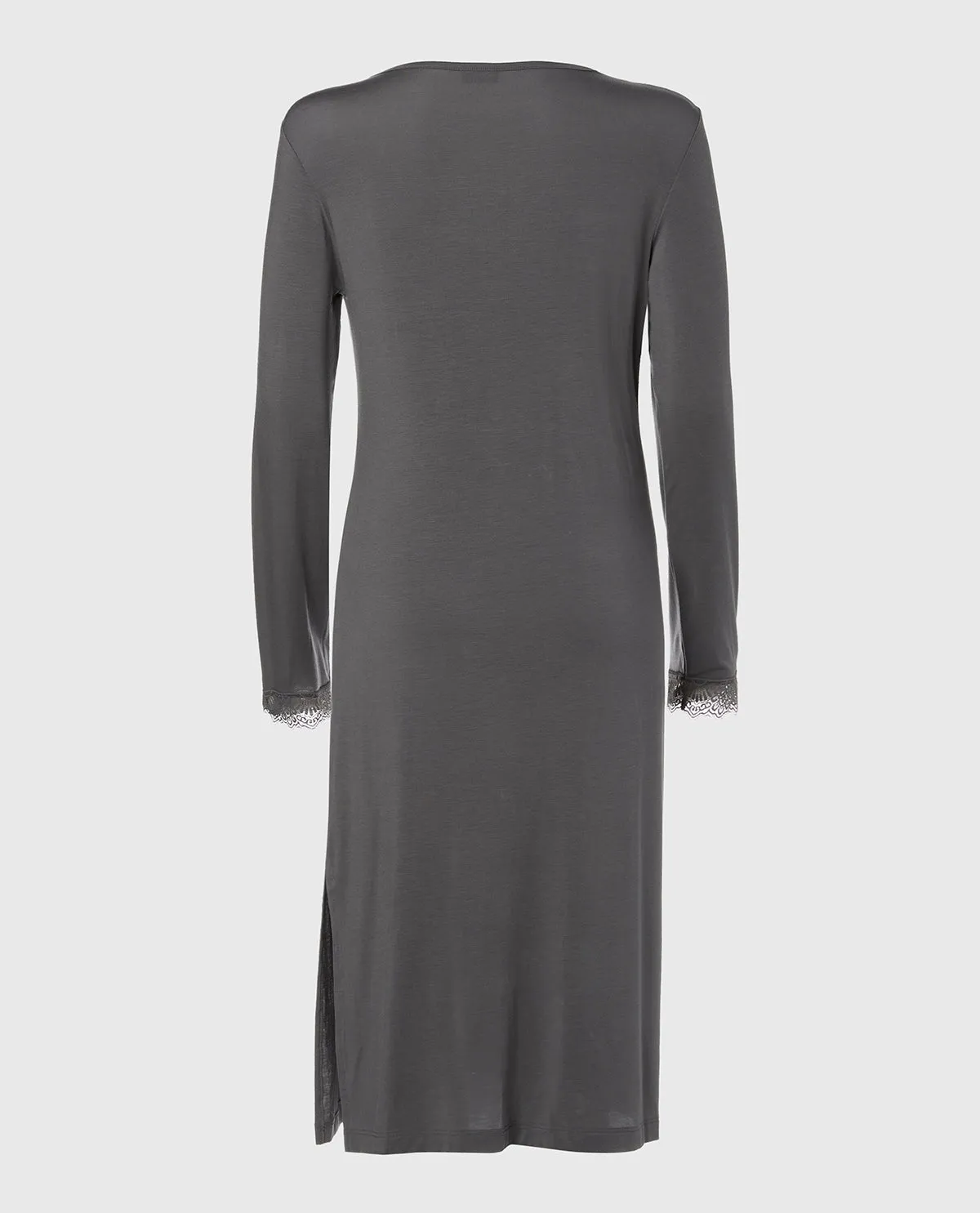 Modal with Lace V-Neck Sleep Shirt in Smoked Pearl sold by La SENZA product image thumbnail 5