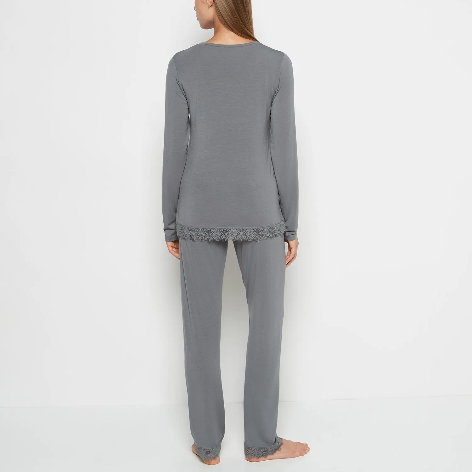 Modal with Lace Trim Sleep Set in Smoked Pearl sold by La SENZA product image thumbnail 5