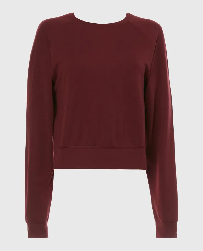 French Terry Crew Neck Sleep Top in Russian Ruby Heather sold by La SENZA