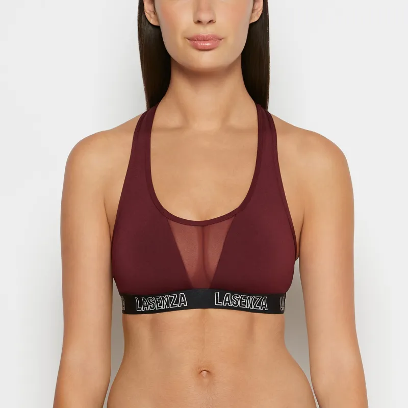 Low Impact Sports Bra with Logo in Russian Ruby sold by La SENZA