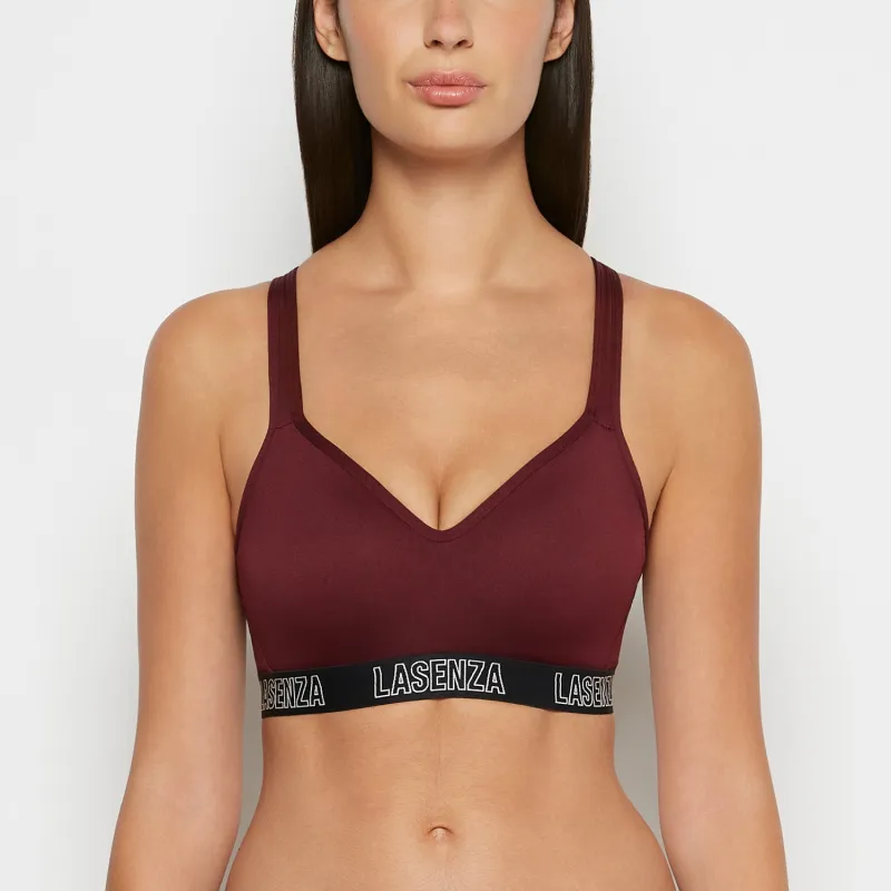 Medium Impact Logo Sports Bra in Russian Ruby sold by La SENZA