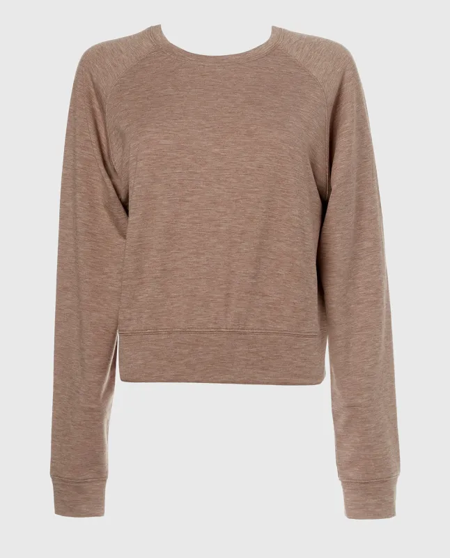 French Terry Crew Neck Sleep Top in Leafless Tree Heather sold by La SENZA