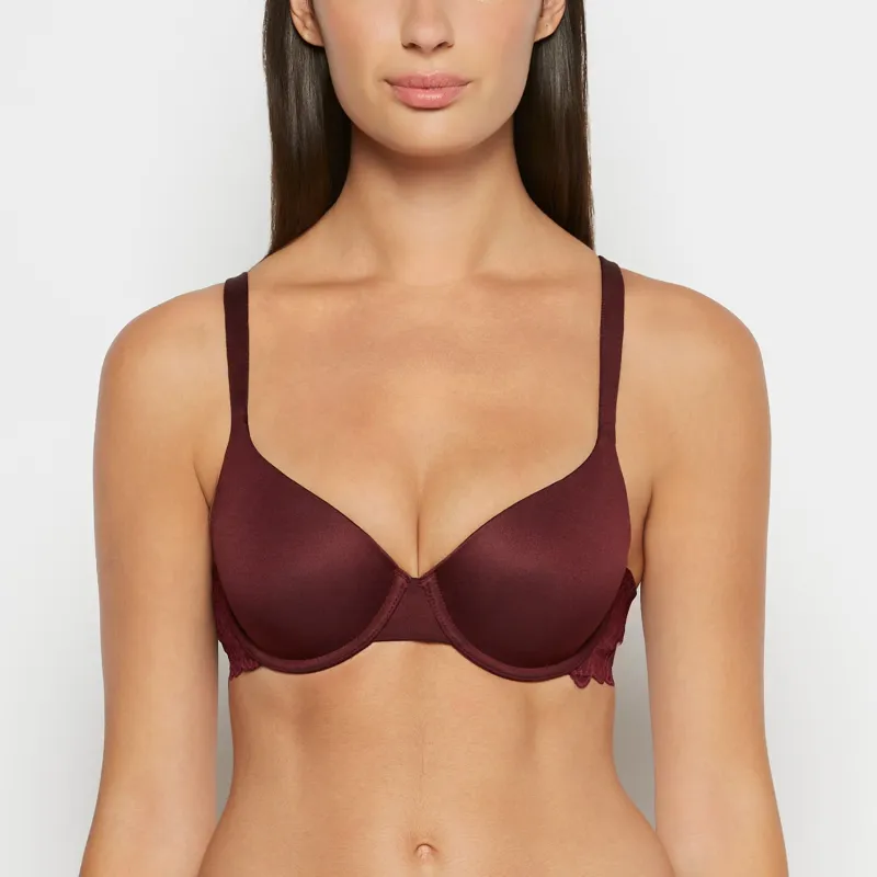 Lightly Lined Micro Cup Reverie Bra with Lace Wing in Russian Ruby sold by La SENZA