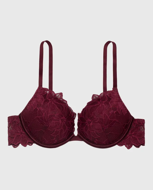 Push Up Bra with all over Reverie Lace in Russian Ruby sold by La SENZA