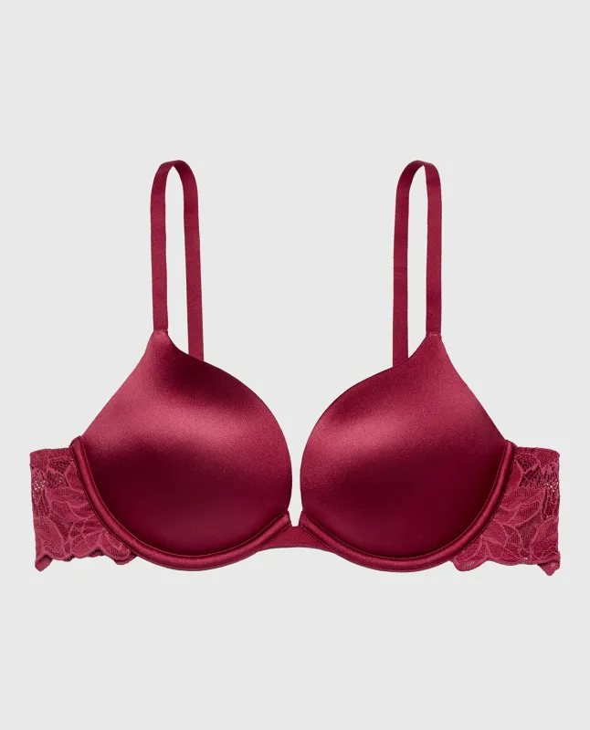 Micro cup push up bra with Reverie Lace Wing in Beaujolais sold by La SENZA
