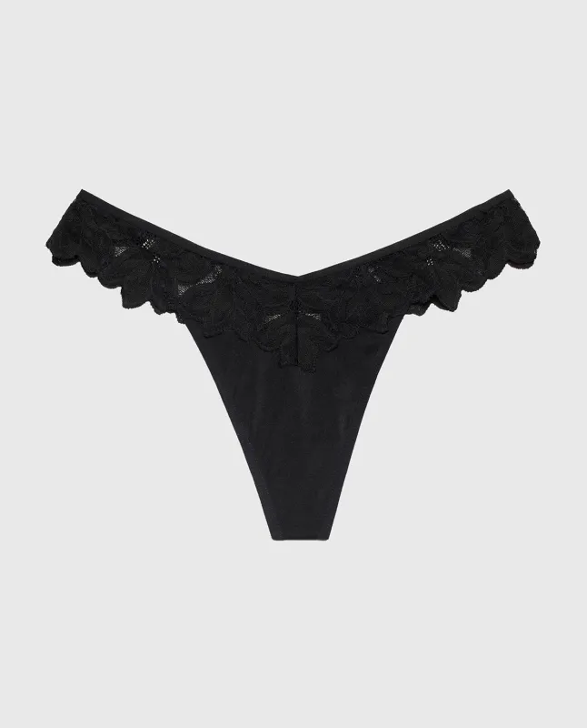 Diva Thong Panty in Tuxedo Black sold by La SENZA