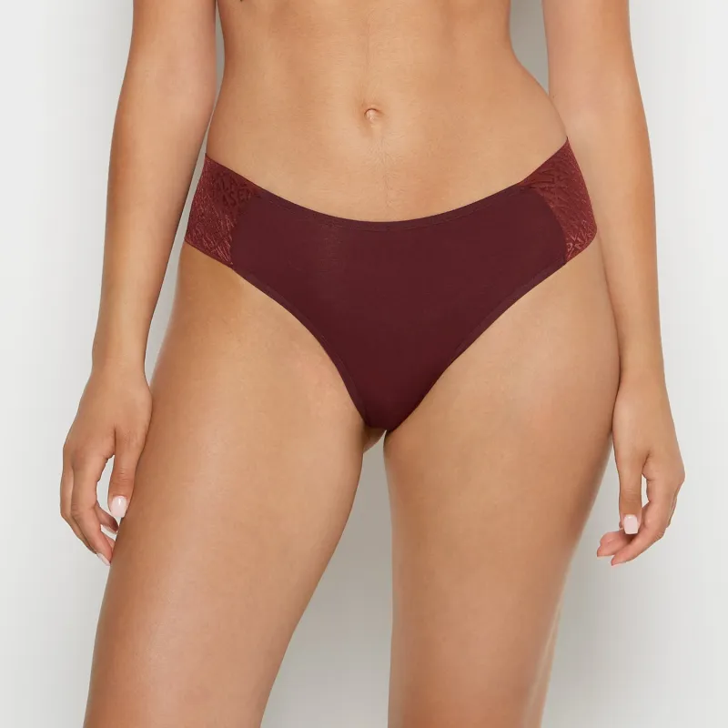 Cheeky Thong Panty with Logo in Russian Ruby sold by La SENZA