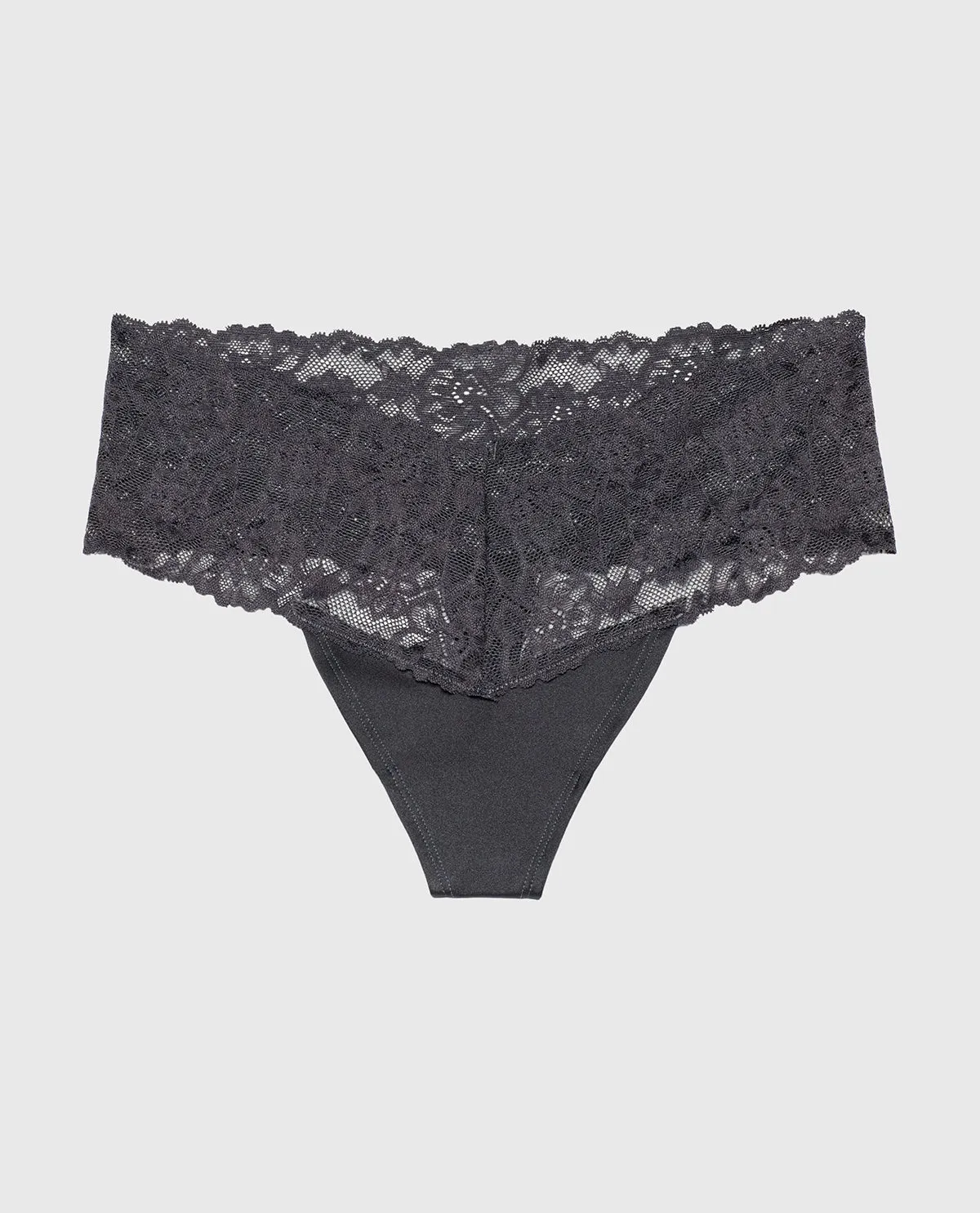 Magnificent Lace Thong Panty in Ebony sold by La SENZA
