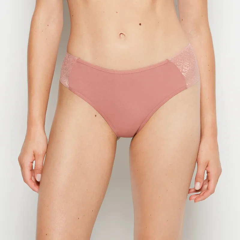 Cheeky Thong Panty with Logo in Old Rose sold by La SENZA