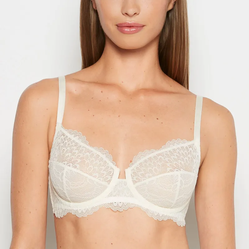 Lace Wired Unlined Bra in Gardenia sold by La SENZA