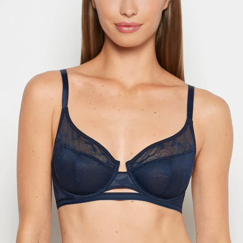 Unlined Wired Triangle Bralette in Navy sold by La SENZA