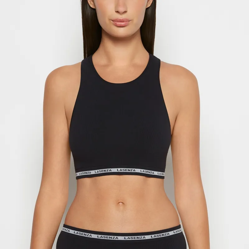 Seamless Crop Top in Tuxedo Black sold by La SENZA