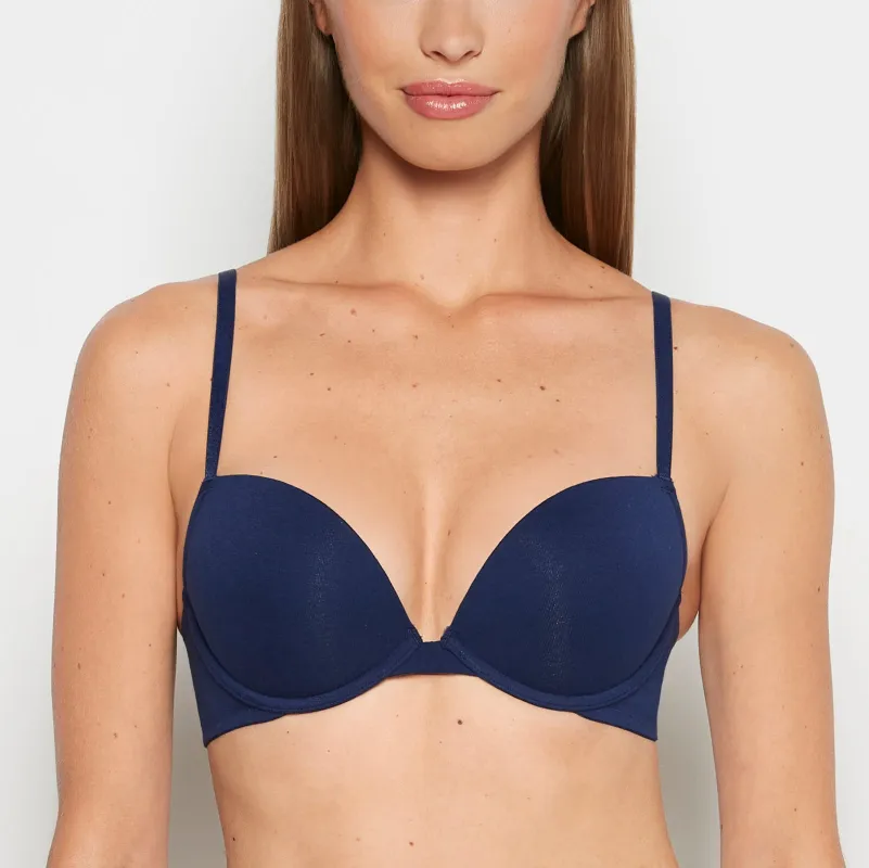 Cotton Push Up Bra in Ocean Cavern sold by La SENZA