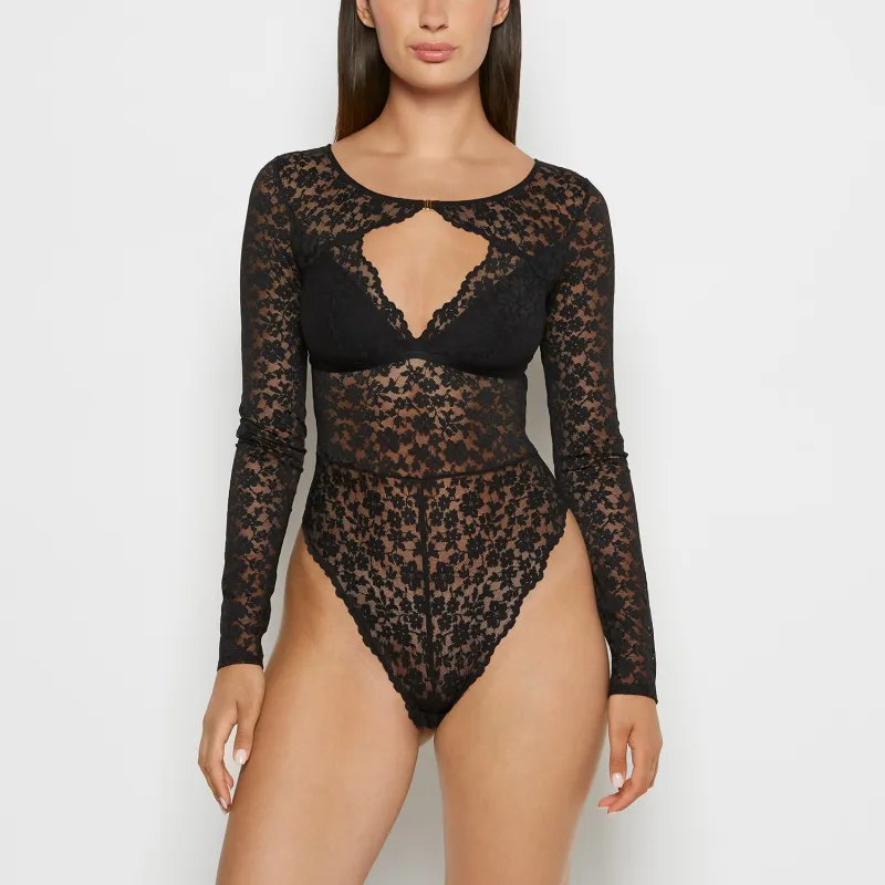 After Hours Longsleeve Bodysuit in Tuxedo Black sold by La SENZA