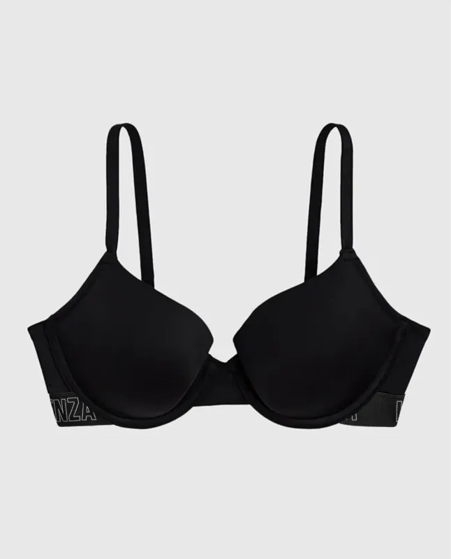 Lightly Lined Demi Bra in Tuxedo Black sold by La SENZA