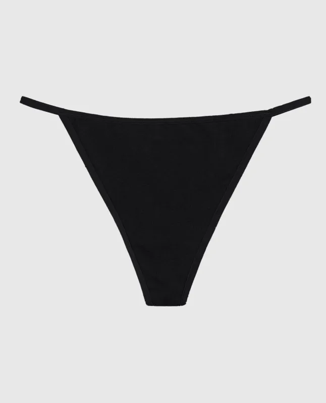 Smooth Cotton G-String Panty in Tuxedo Black sold by La SENZA