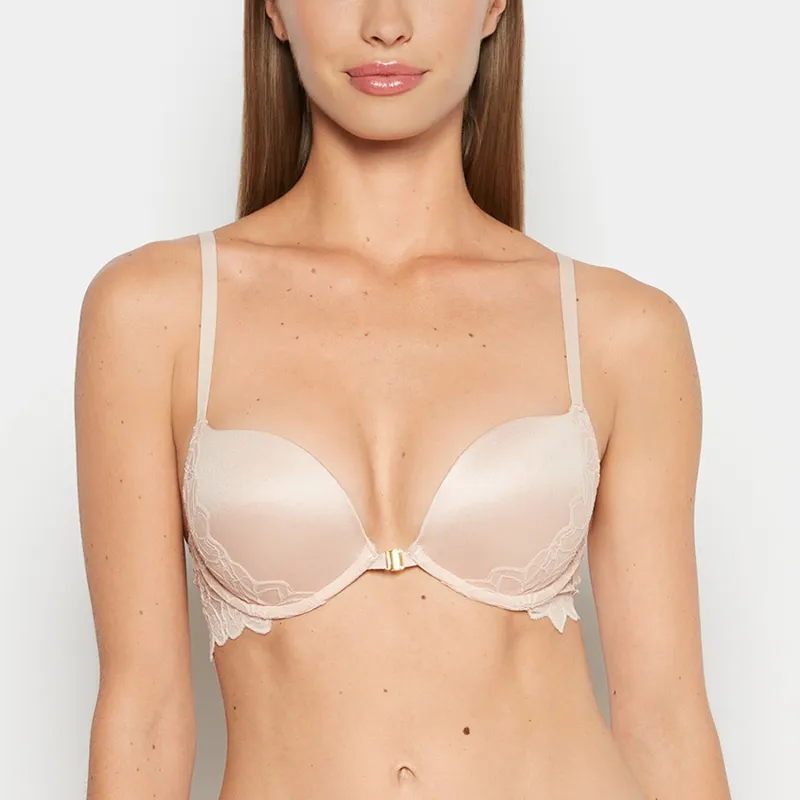 Front Close Push Up Bra with Reverie Lace in Cameo Rose sold by La SENZA