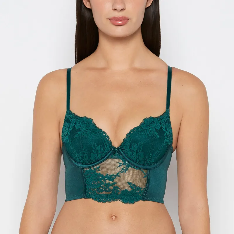 Demi Cup Bustier Bra Top in Emerald Green made by La SENZA