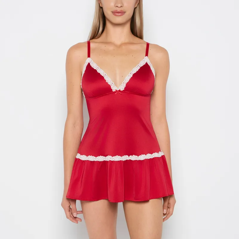 Wicked Lace Micro Dress in Crimson sold by La SENZA