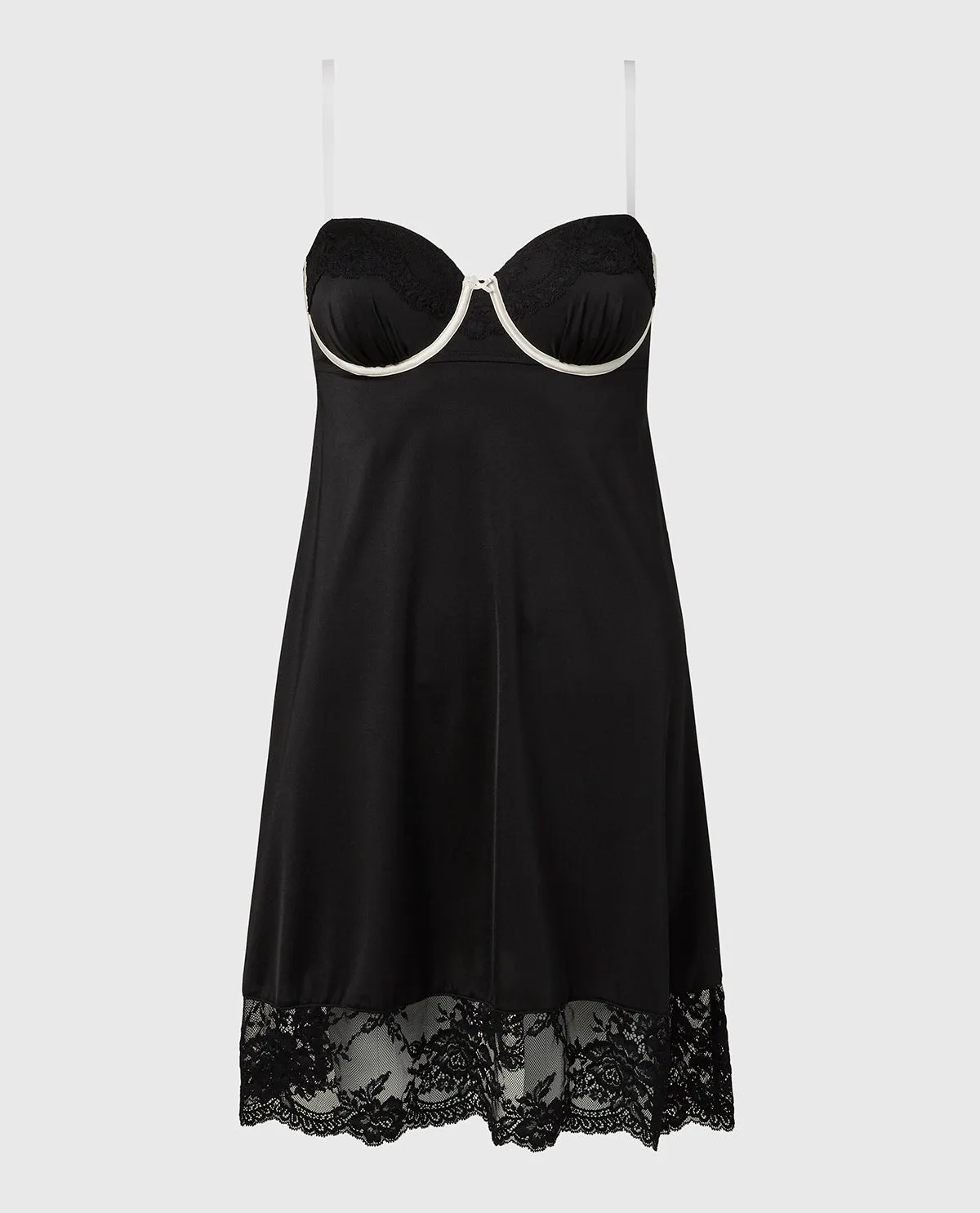 Satin Opulent Lace Slip in Tuxedo Black sold by La SENZA product image thumbnail 4