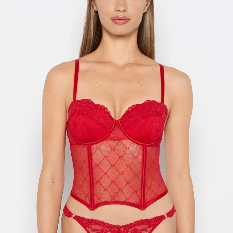 Balconette Mesh Bustier in Crimson sold by La SENZA