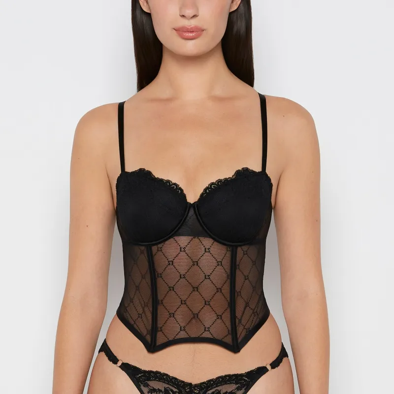 Balconette Mesh Bustier in Tuxedo Black sold by La SENZA