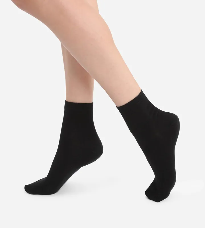 Cotton Ankle Sock Two-Pack in Tuxedo Black sold by La SENZA