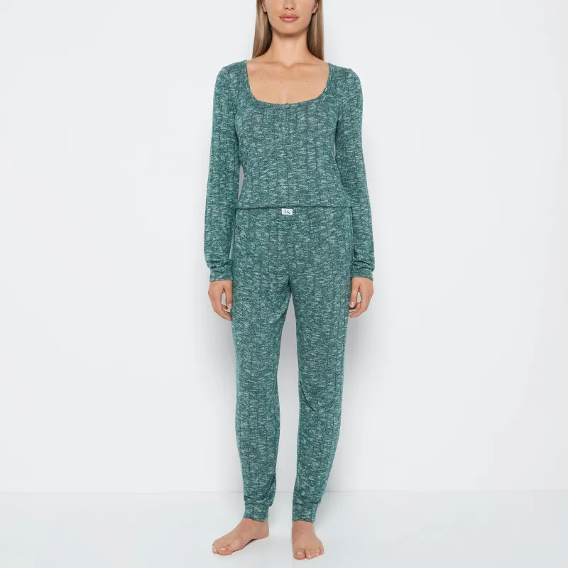 PJ Set with LS Logo Patch in Emerald Green sold by La SENZA