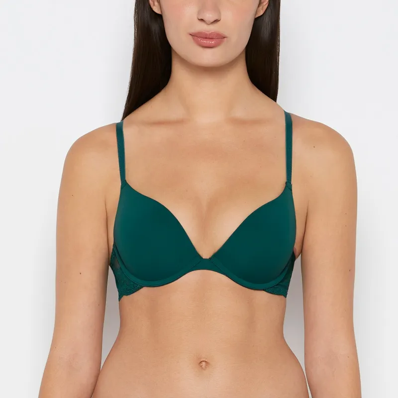 Charmed Micro Cup Bra with Lace Wing in Emerald Green sold by La SENZA