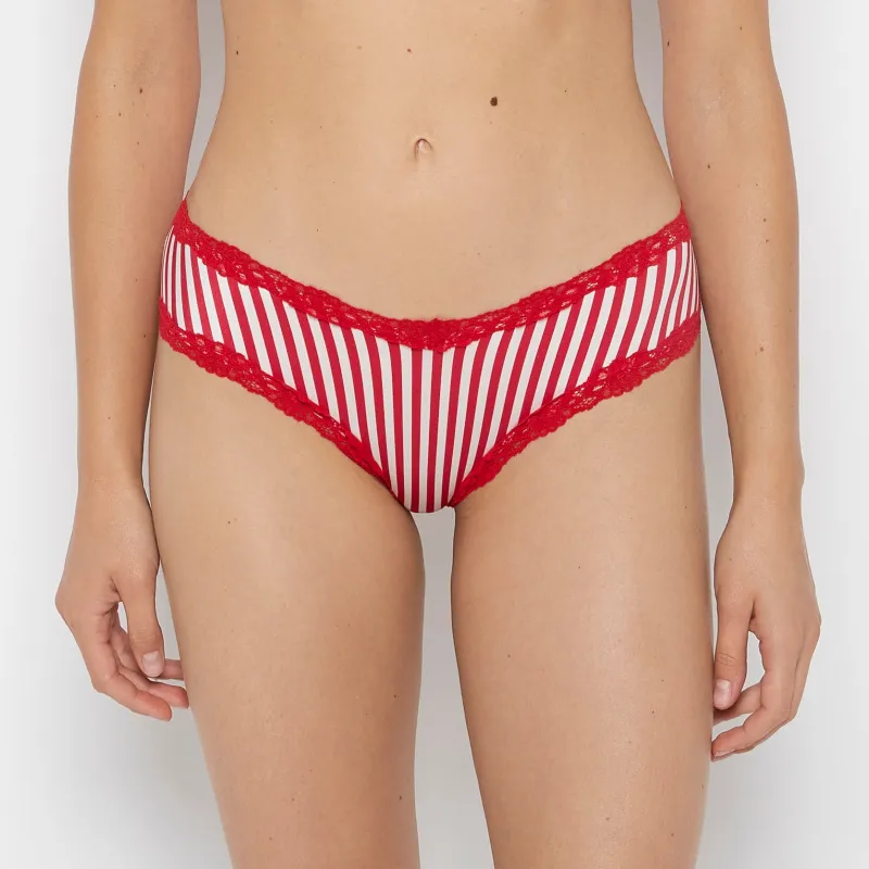 Cheeky Panty With Lace Trim in Candy Cane Stripe sold by La SENZA