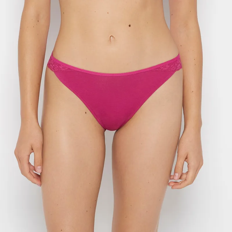 Cheeky Panty With Lace Trim in Fuchsia Red sold by La SENZA