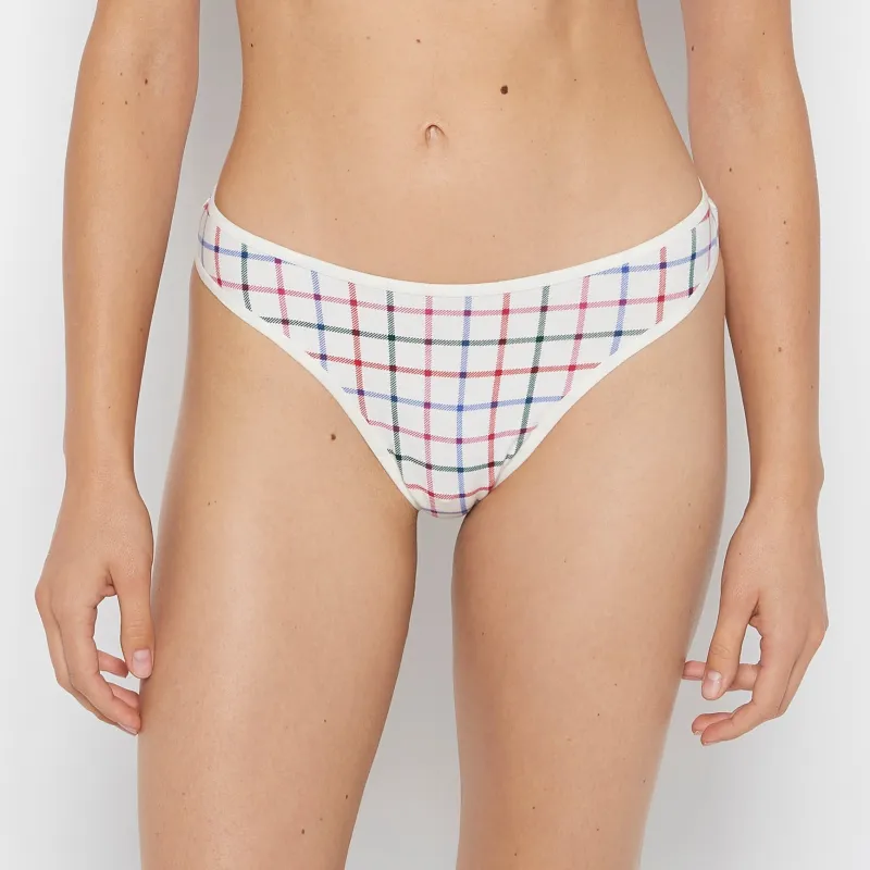 Cotton Thong Panty in Jingle Plaid sold by La SENZA