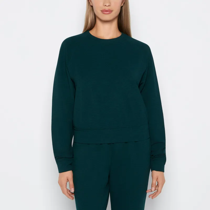 French Terry Crew Neck Sleep Top in Emerald Green Heather sold by La SENZA
