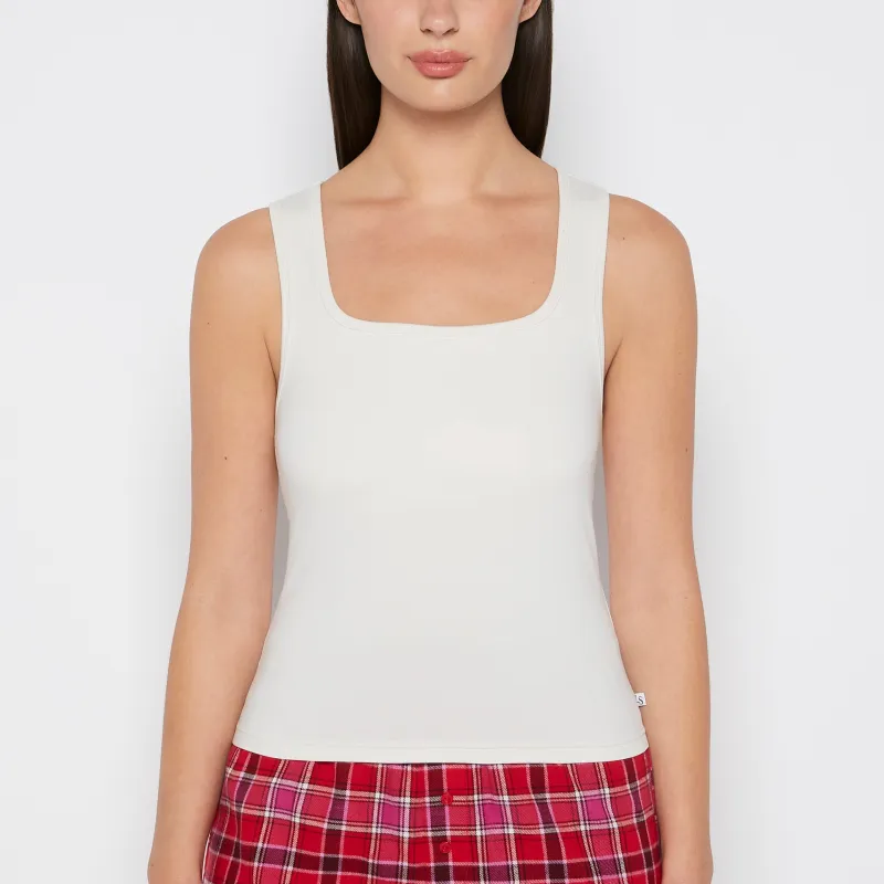 Square Neck Sleep Tank in Egret sold by La SENZA