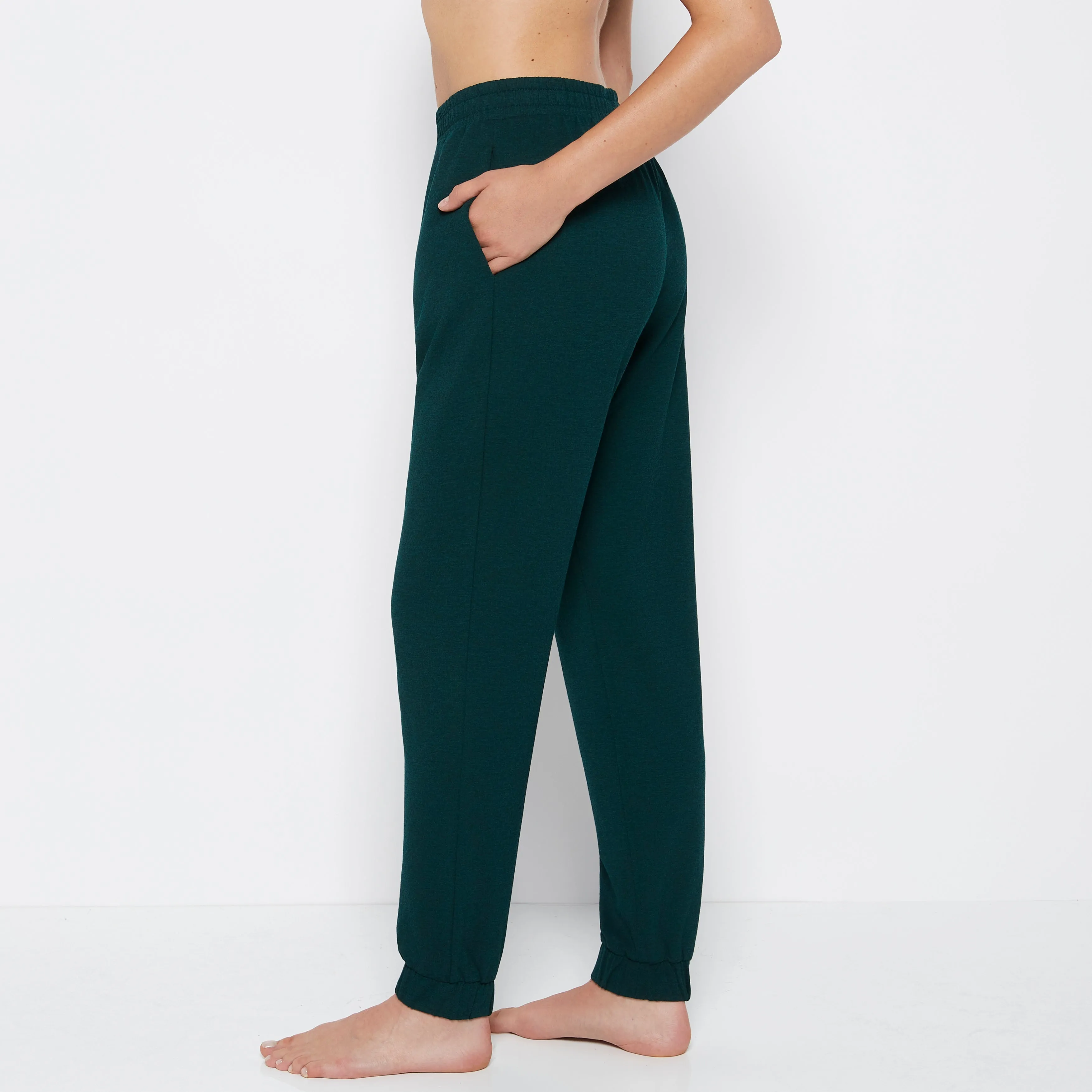 French Terry Sleep Pant in Emerald Green Heather sold by La SENZA product image thumbnail 2