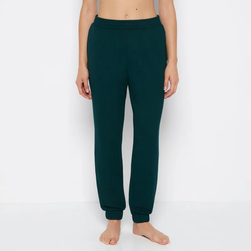French Terry Sleep Pant in Emerald Green Heather sold by La SENZA