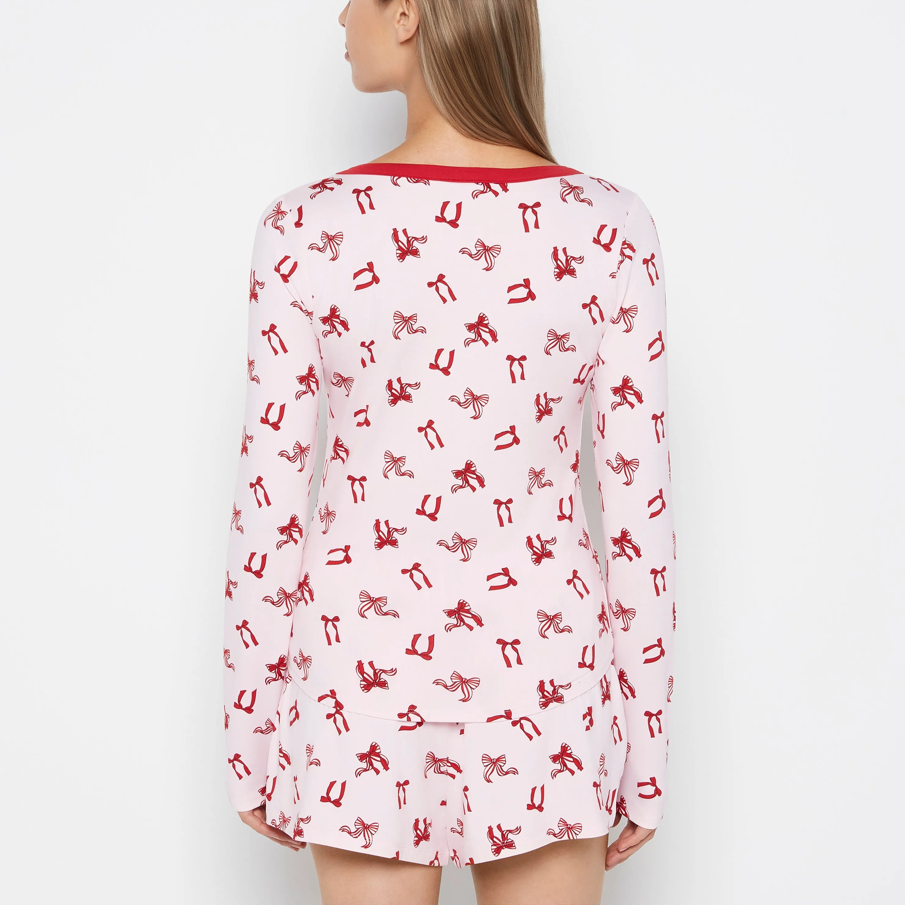 Long sleeve brushed jersey v-Neck top in Big Sweet Bows sold by La SENZA product image thumbnail 3