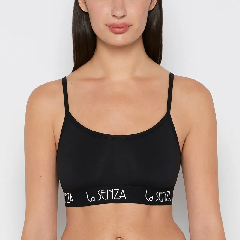 Scoop Bralette with Art Deco Band in Tuxedo Black sold by La SENZA