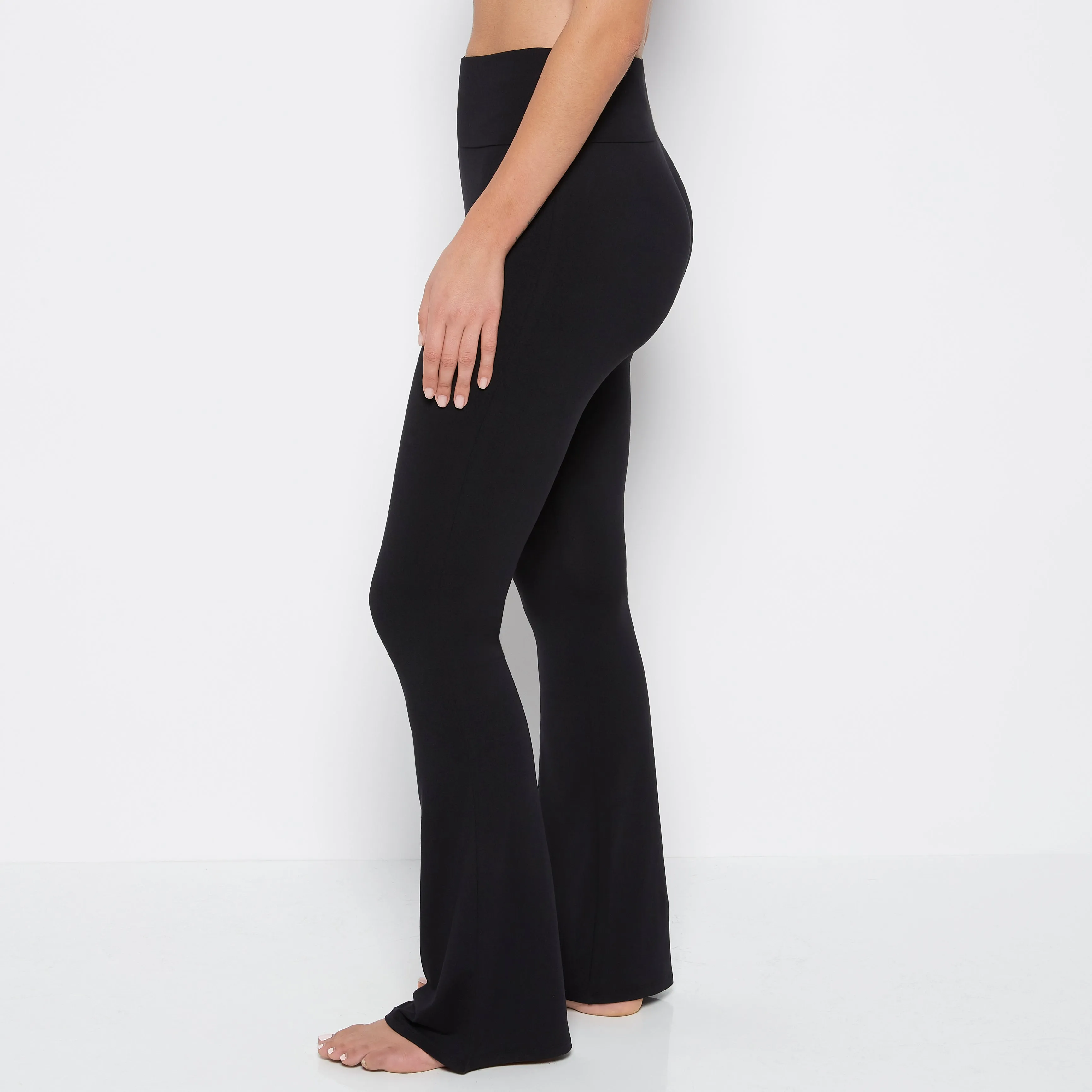 Brushed Jersey Fold over flare leg pant in Tuxedo Black sold by La SENZA product image thumbnail 2