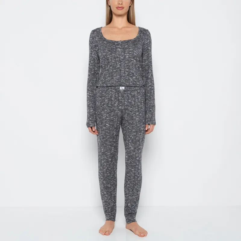 PJ Set with LS Logo Patch in Tuxedo Black sold by La SENZA