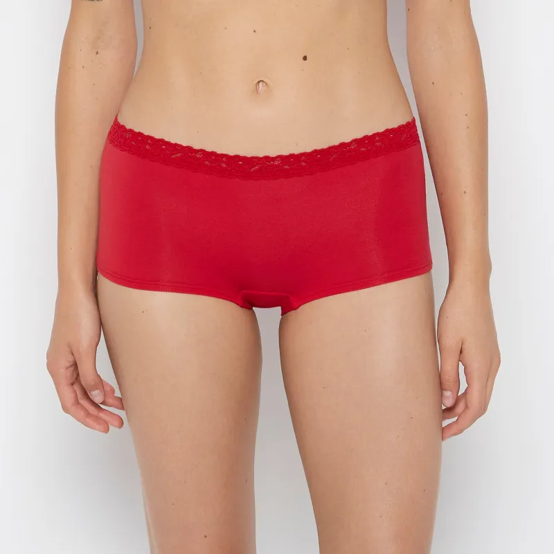 Boyshort Pantie with Cozy Trim in Crimson sold by La SENZA