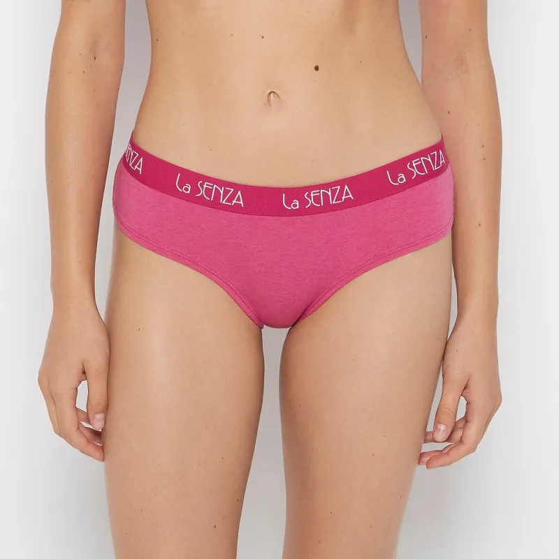 Art Deco Logo Hipster Panty in Fuchsia Red Heather sold by La SENZA