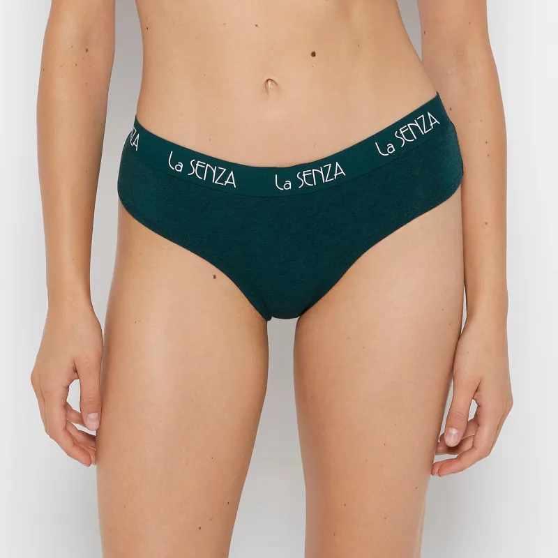 Art Deco Logo Hipster Panty in Emerald Green Heather sold by La SENZA