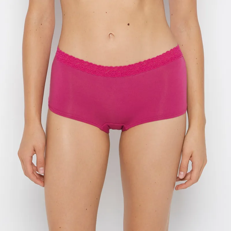Boyshort Pantie with Cozy Trim in Fuchsia Red sold by La SENZA