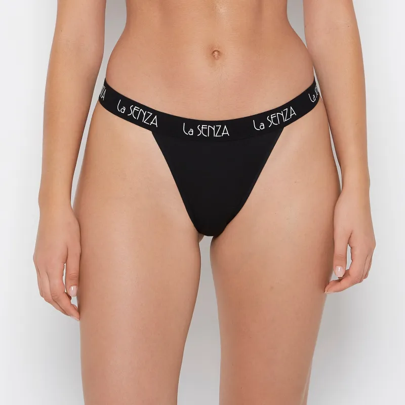 G-String Panty with Art Deco Logo in Tuxedo Black sold by La SENZA